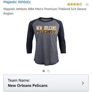 Brand New NBA New Orleans Pelican Shirt 3/4 Length